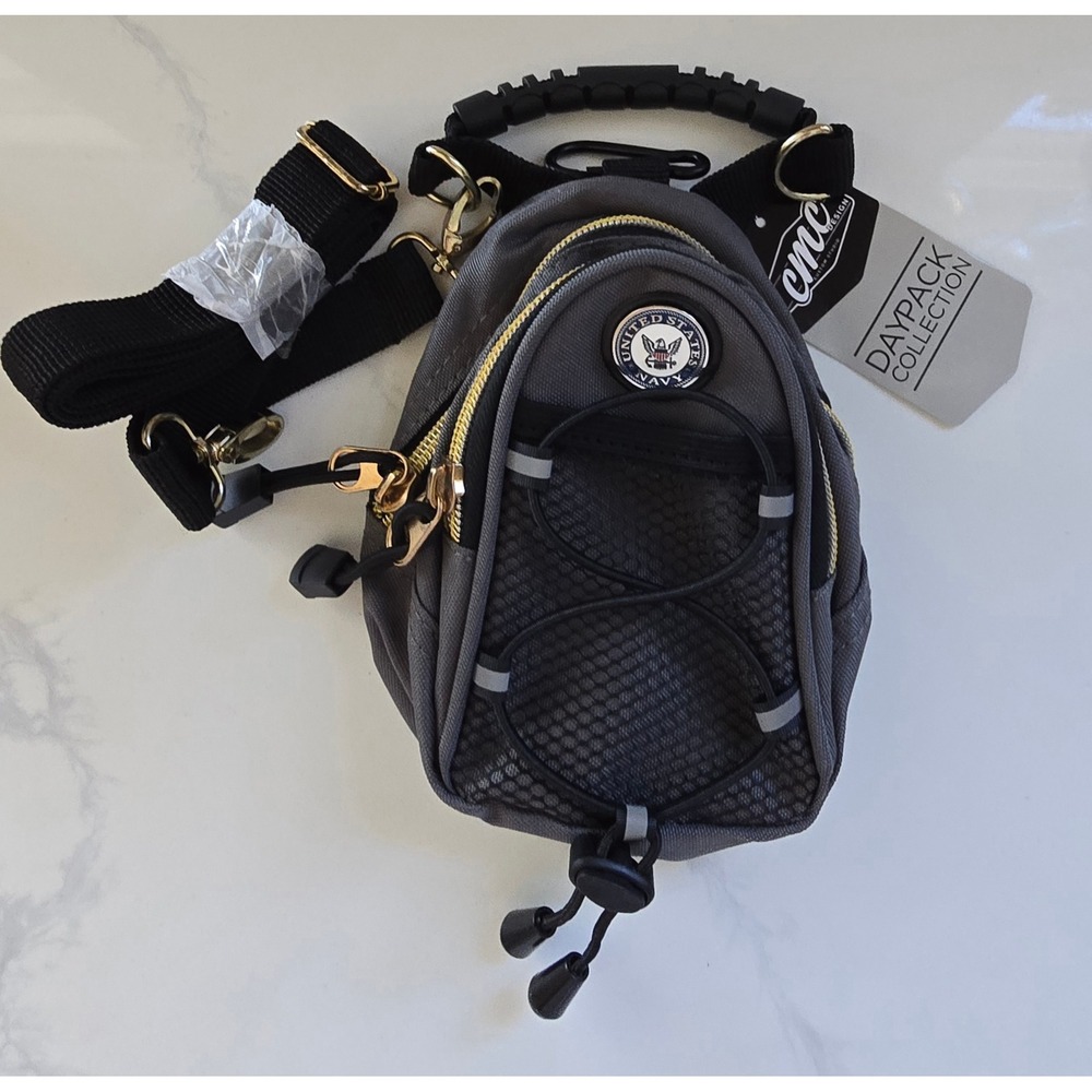 7x5 CMC US Navy Daypack Collection Mini Crossbody Bag Grey Gold Hardware NWT